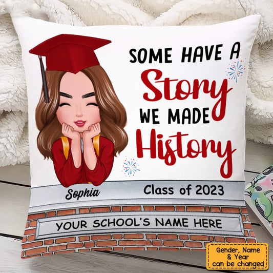 We Made History Graduation Personalized Pillow, Class of 2024, High School Graduation Gift, Grad Gift, Graduation Pillow, Comfort Pillow