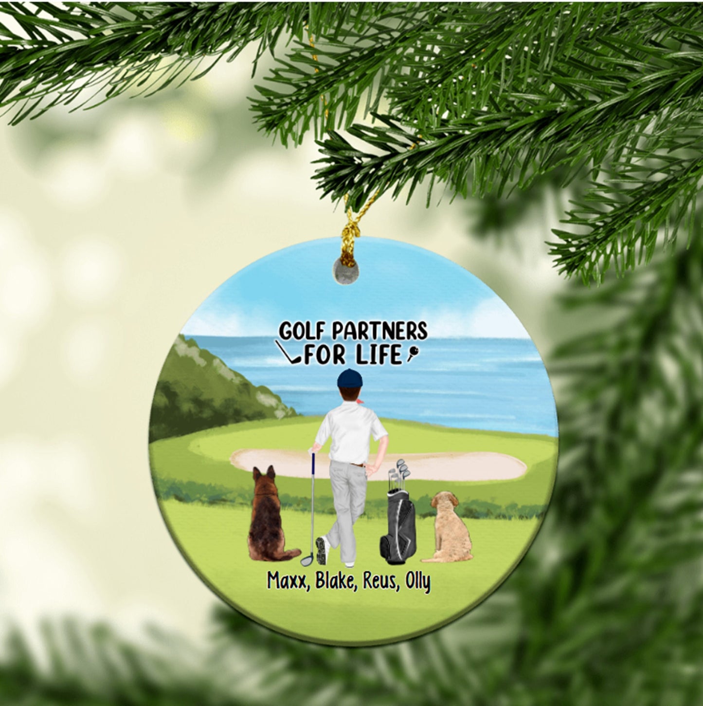 Golf Partners for Life Dog Personalized Christmas Ornament, Gift for Golfer, Funny Golf Gift, Golf Lovers Gift, Ornament For Friends