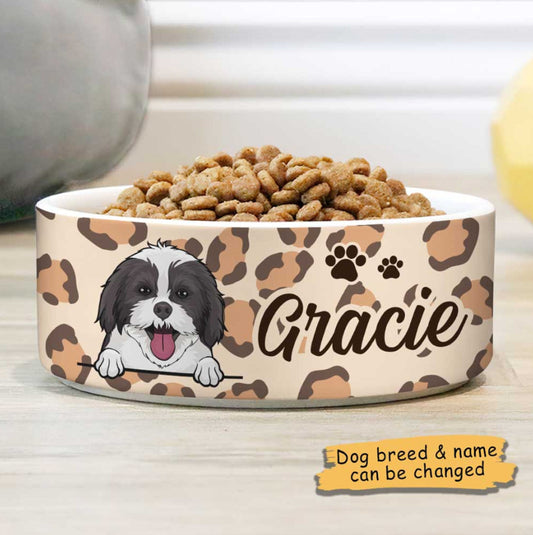 Custom Dog Bowls Cheetah Pattern, Personalized Dog Bowl, New Dog Gift, Dog Food Bowl, Dog Water Bowl, Pet Bowl, Dog Lovers Gifts