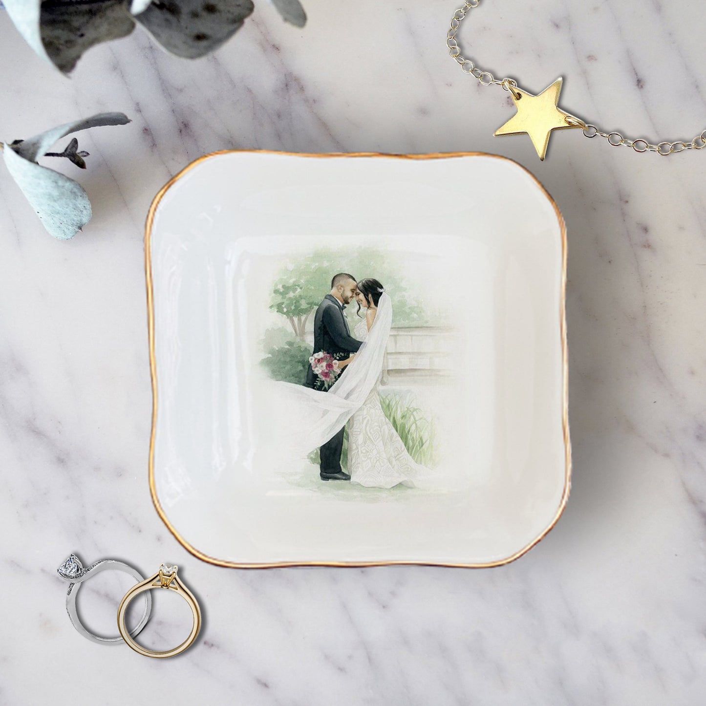 Personalized Custom Photo Trinket Dish, Personalized Water Color Photo Ring Dish Gift For Anniversary, Custom Photo Ring Dish, Photo On Dish