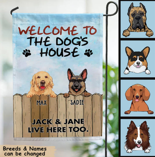 Welcome To The Dog's House Personalized Dog Flag, Spring Garden Flag, Dog Flag For Dog Lovers, Dog Owner Gift Ideas, Dog Mom, Dog Dad Flag