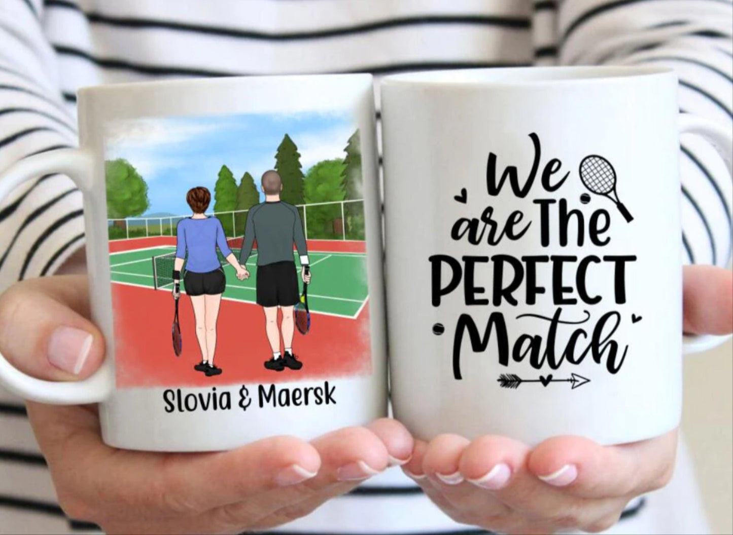 Tennis Partners Personalized Couple Coffee Mug, Mugs For Couples, Funny Tennis Gift, Anniversary Gift, Gift for Tennis Player, Husband Gift