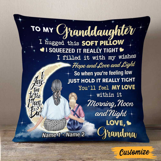 To My Granddaughter Custom Pillow, Personalized Grandkids Pillow, Family Name Pillow, Long Distance Gift, Grandmas Pillow with Grandkids