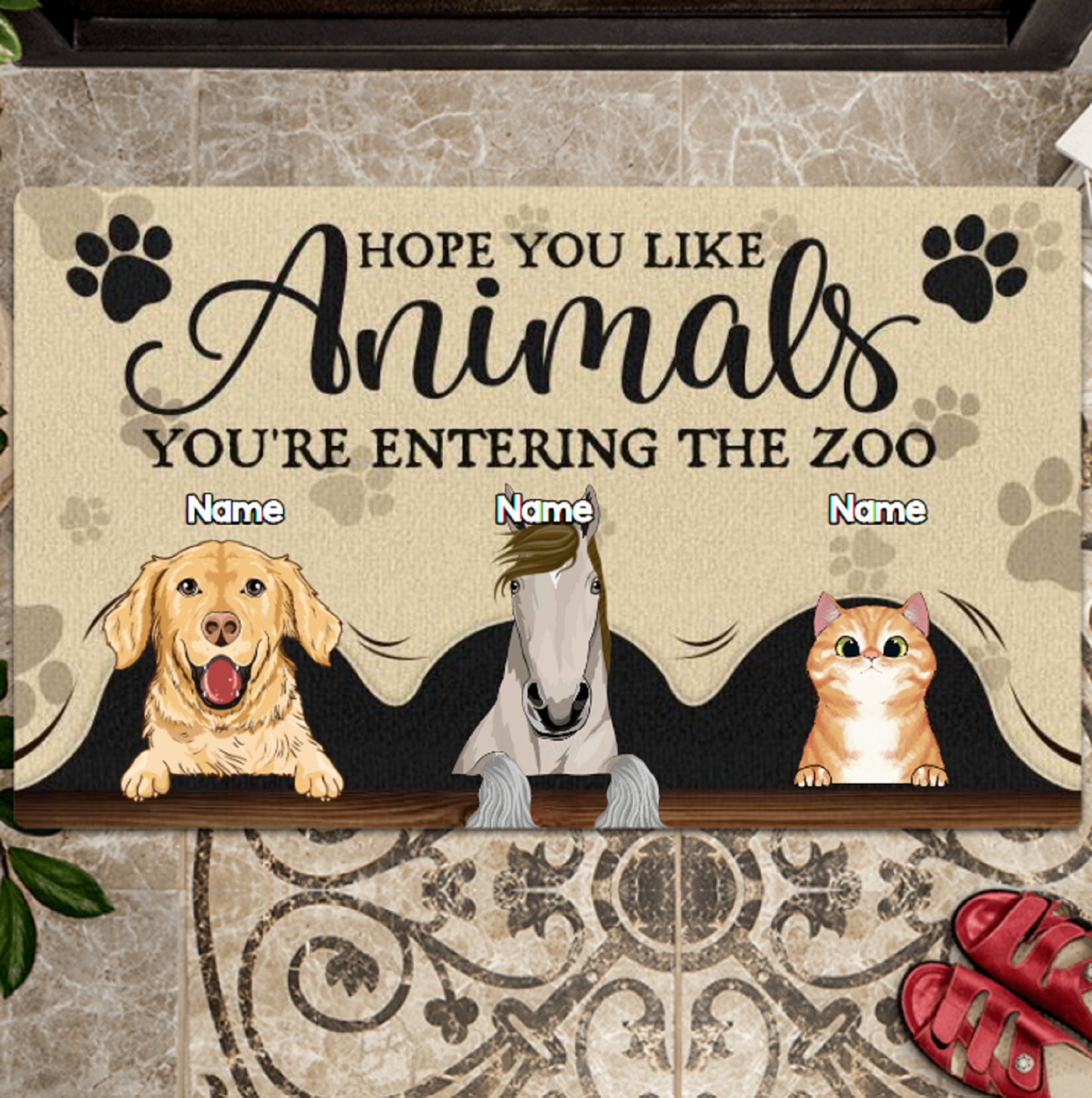 Hope You Like Animals You're Entering The Zoo Dog Personalized Doormat, Funny Welcome Home Mat, Dog Entrance Mat, Front Door Mat, Pet Lovers