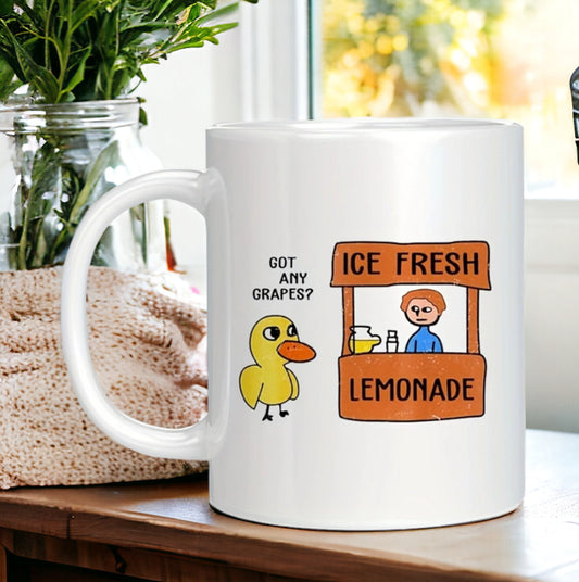 Got Any Grapes Mug, Funny Duck Song Mug, Office Desk Decor, Meme Gaslight Ironic Mug, Friends Birthday Gifts, Funny Duck Gifts