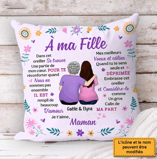 To My Daughter French À Ma Fille Personalized Pillow, Daughter Gift, Custom Gift From Mom, Daughter Cuddle Cushion, Gift For Daughter