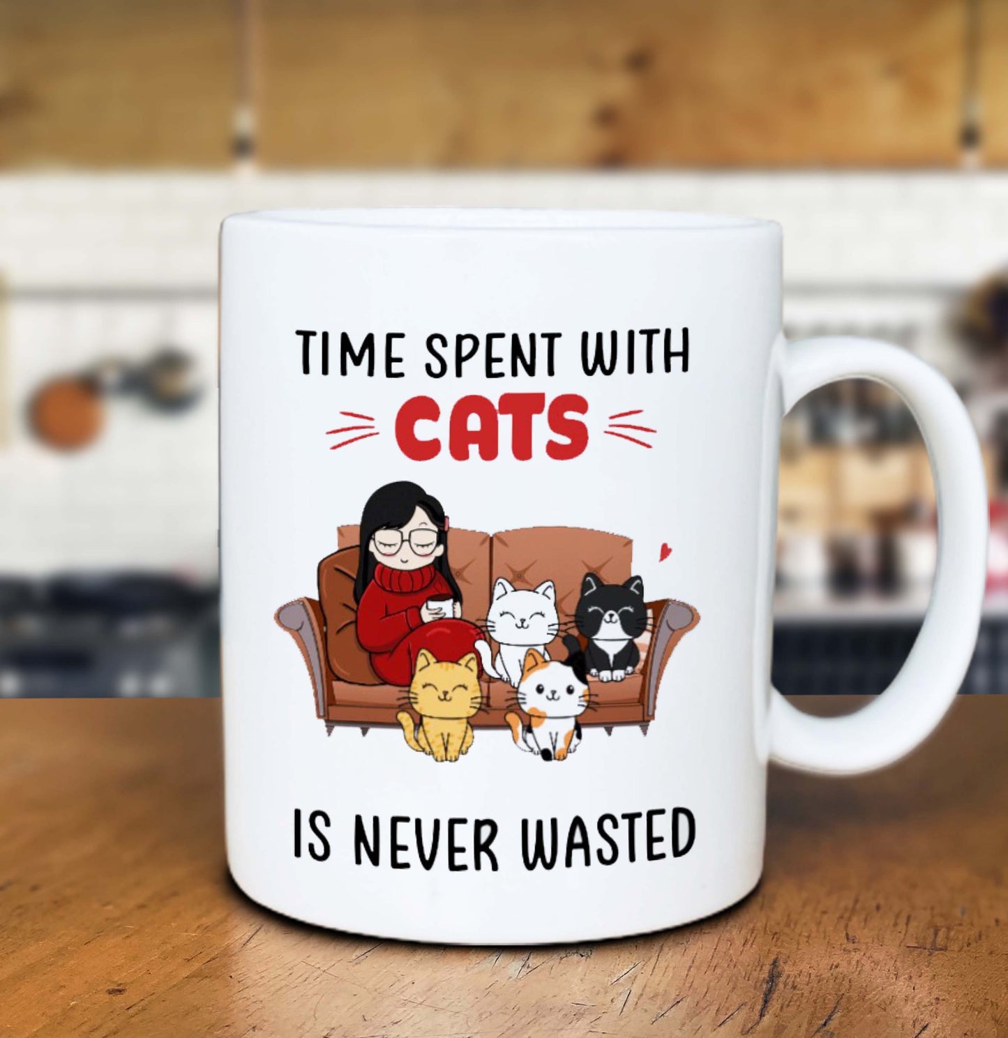 Personalized Cat Mug - Time Spent With Cats Is Never Wasted Cat Mug - Funny Cat Mug Gift - Gift For Cat Lovers - Cat Lover Mug - Cat Mom Mug