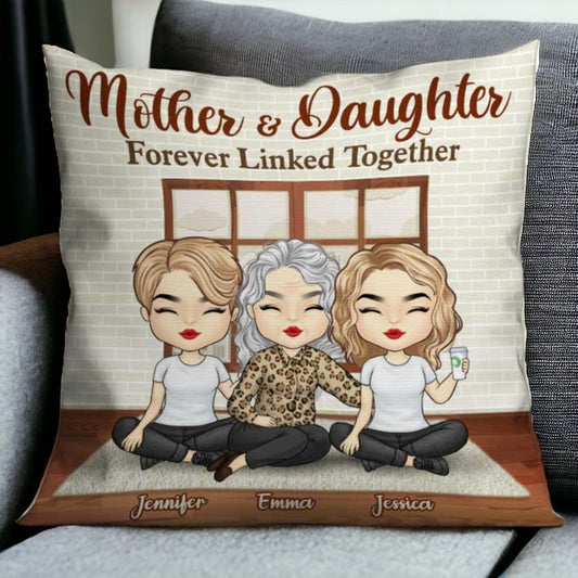 Mother And Daughter Forever Linked Together Personalized Pillow, Daughter Gift, Gift From Mom, Daughter Cuddle Cushion, Comfort Pillow