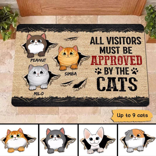 Visitors Must Be Approved By Cats Personalized Doormat, Funny Welcome Mat, Cat Entrance Mat, Front Door Mat, Cat Mom Birthday Gift