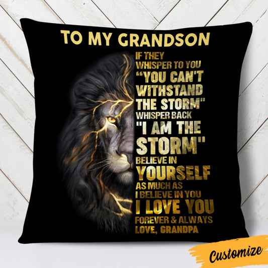 To My Grandson Custom Pillow, Personalized Pillow, Family Name Pillow, Long Distance Gift, Grandmas Pillow with Grandkids, Grandson Gift
