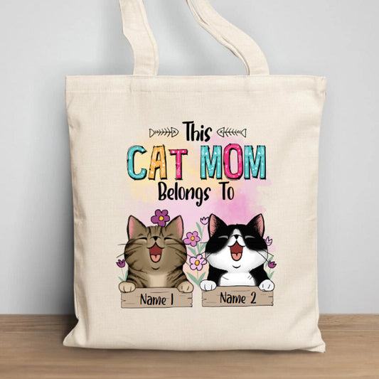 Best Cat Mom Ever Cat Personalized Tote Bag, Canvas Tote Bag, Custom Tote Bag, Cat Lovers Gift, Cat Lady Bag, Cat Graphic Bag, Reusable Bag