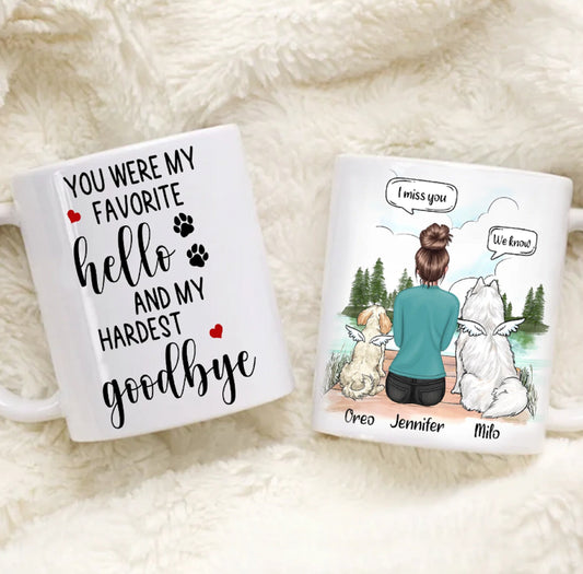 Favorite Hello And Hardest Goodbye Dog Personalized Mug, Dog Breed Coffee Mug, Gift For Dog Dad Dog Mom, Pet Loss Gift, Dog Memorial