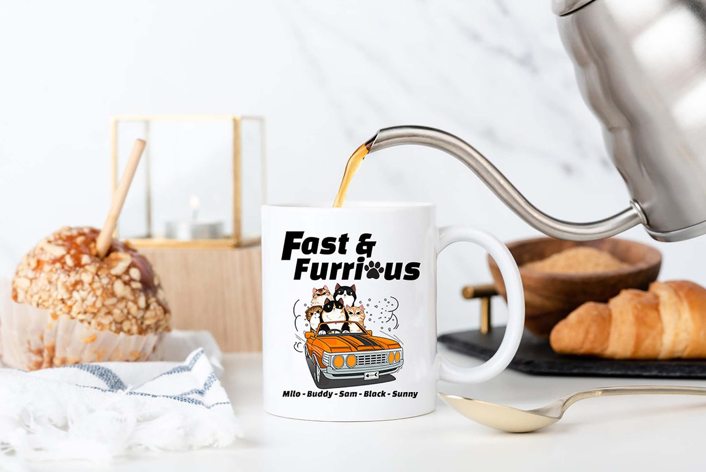 Fast And Furrious Cat Coffee Mug-Personalized Cat Mug-Cat Car Racer Gift-Funny Cat Lover Mug-Gift For Cat Dad Cat Mom-Purrfect Cat Mug Gifts