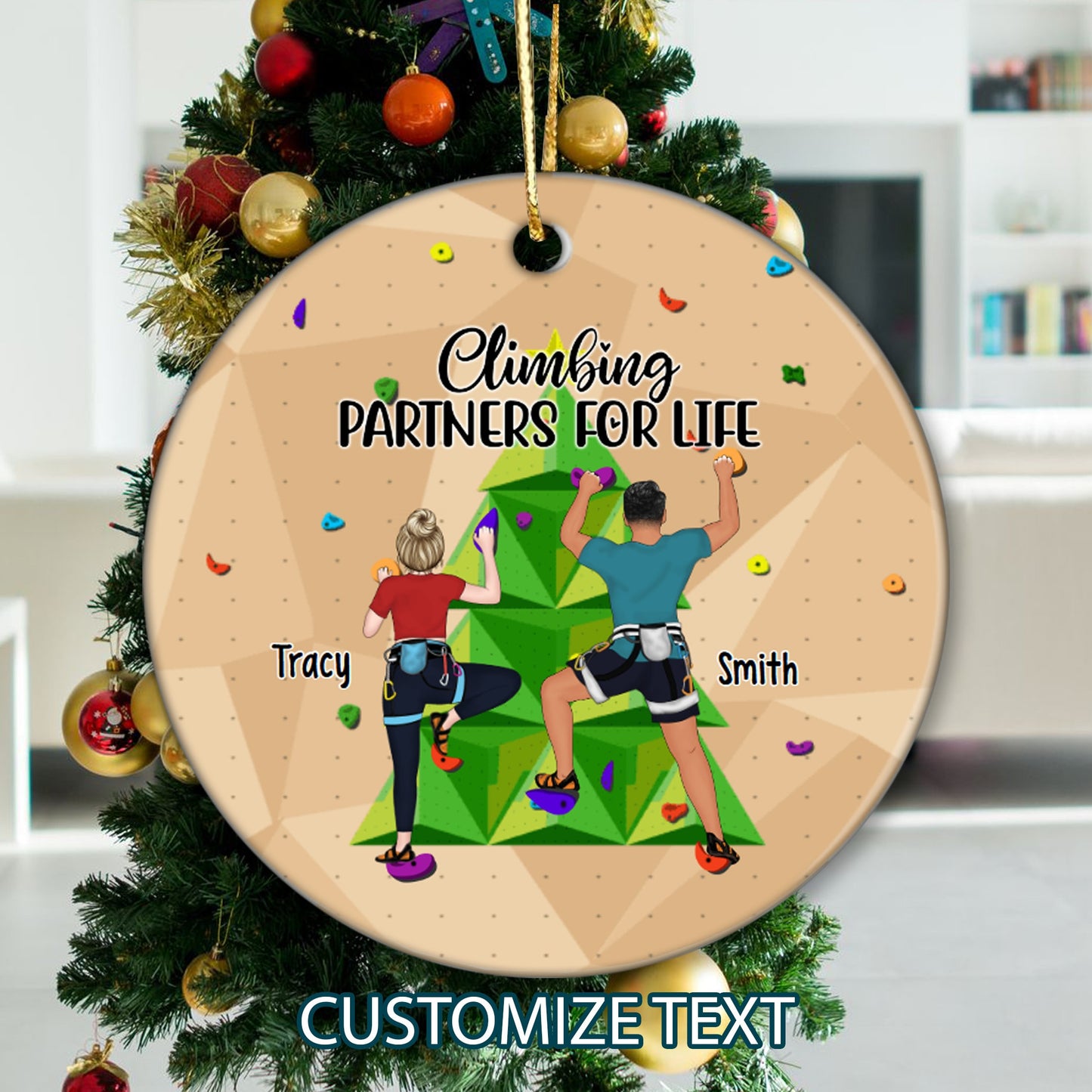 Climbing Partners for Life Personalized Couples Ornament, Gift for Climbers, Engagement Keepsake, Couples Xmas Gift, Climbing Lovers Gift