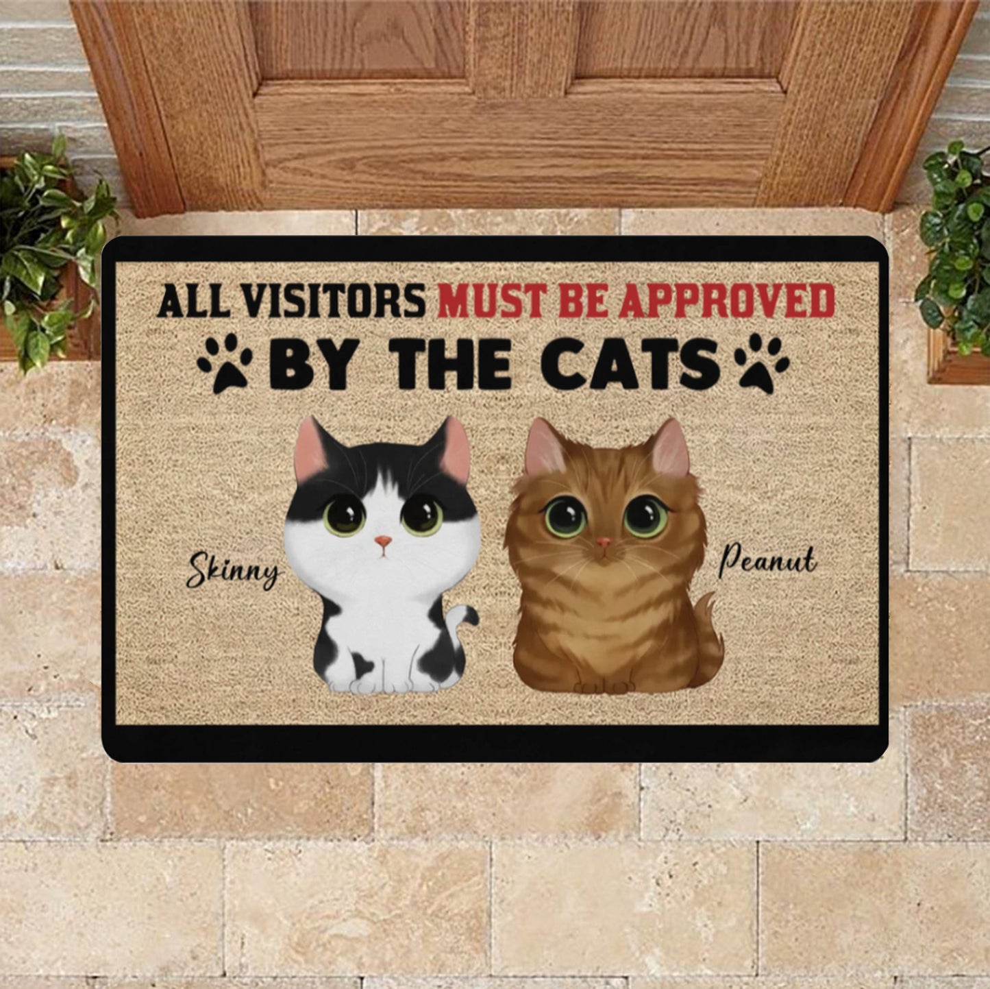 Cute Cats, All Visitors Must Be Approved By Cats Personalized Doormat, Cat Entrance Mat, Funny Welcome Mat, Housewarming Gift, Cat Mom Gift