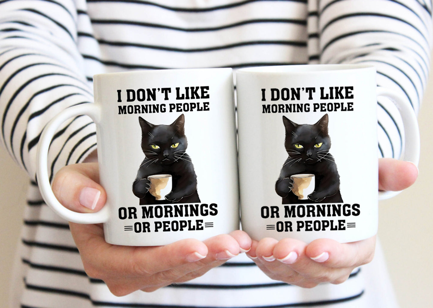 I Don't Like Morning People Mug, Lazy Cat Coffee Mug, Funny Cat Mug For Cat Lovers, Cat Parents Birthday Gifts, Cat Morning Mug, Cranky Cat