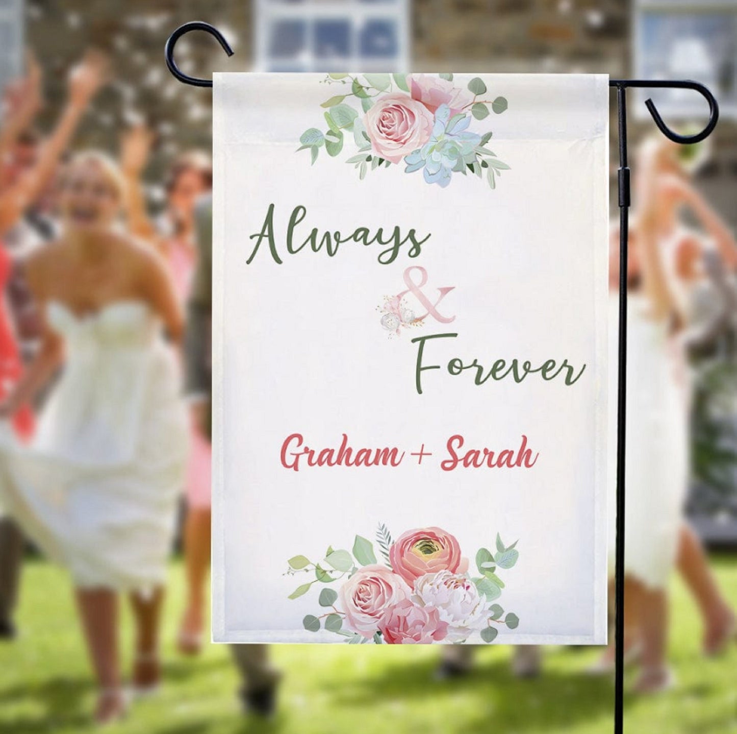 Always and Forever, Garden Flag, House Flag, Spring Garden Flag, Couples Gift, Bridal Shower Gift, Just Married Gift, Yard Art, Home Decor