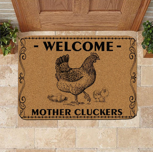 Welcome Mother Cluckers Doormat, Rooster Doormat, Funny Welcome Mat Gift, Front Doormat, Funny Door Mat, Go Away Mat, Farmhouse Mat