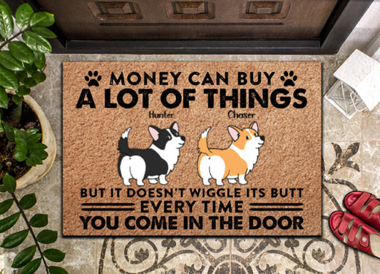 Cute Corgi Wiggle Butt Personalized Dog Doormat, Funny Welcome Home Mat, Dog Entrance Mat, Welcome Mat, Housewarming Gift