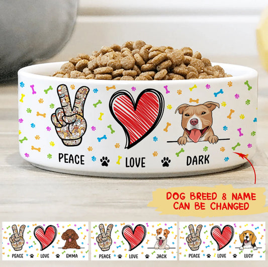 Custom Dog Bowls with Name & Breeds Design, Ceramic Dog Bowls, New Dog Gift, Dogs Food Bowl, Dogs Water Bowl, Pet Bowl, Dog Lovers Gift