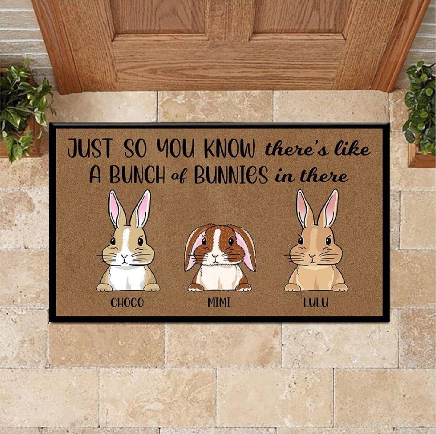 Custom Bunny Welcome Mat, Rabbit Entrance Mat, Easter Bunny, Bunny Doormat, Rabbit Lover Gifts, A Bunch Of Bunnies In There Doormat