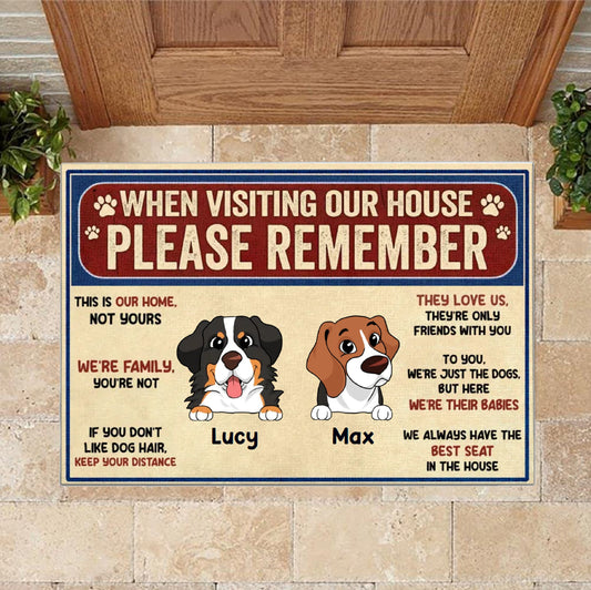 When Visiting Our House Please Remember Personalized Dog Doormat, Funny Welcome Home Mat, Dog Entrance Mat, Front Door Mat, Dog Owner Gift