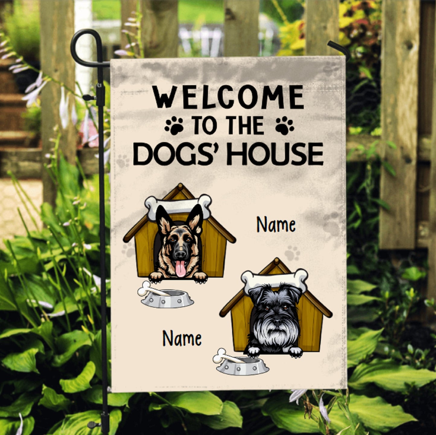 Welcome To The Dog's House Personalized Dog Flag, Spring Garden Flag, Dog Flag For Dog Lovers, Dog Owner Gift Ideas, Dog Mom, Dog Dad Flag