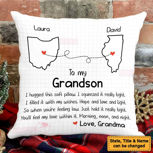 Custom Grandson Granddaughter Names Pillow, Personalized Pillow, Family Name Pillow, Long Distance Gift, Grandmas Pillow with Grandkids