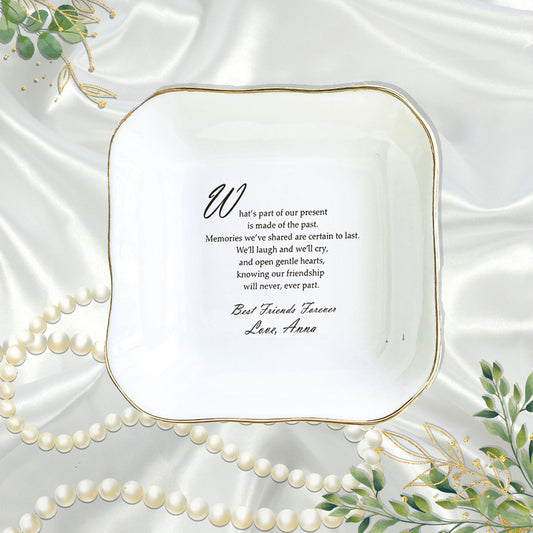 Personalized Friend Of Heart Ring Dish, Personalized Friendship Will Never Ever Part Trinket Ring Dish Gift, BFF Long Distance Gift