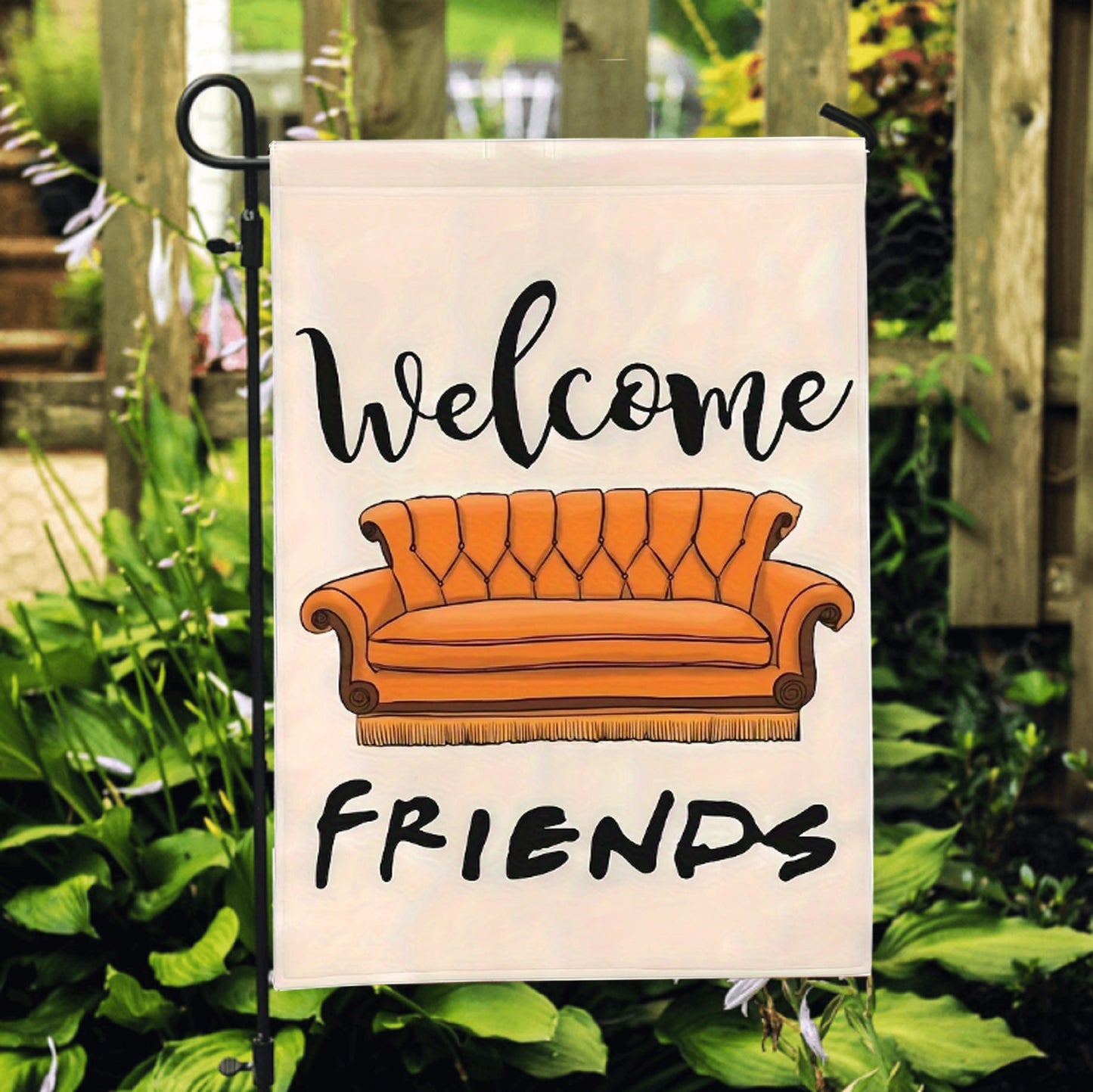 Welcome Friends Garden Flag, Yard Porch House Flag For Outside Decoration, Backyard Flag, Backyard Bar & Grill, Outside Decor, Outdoor Flag