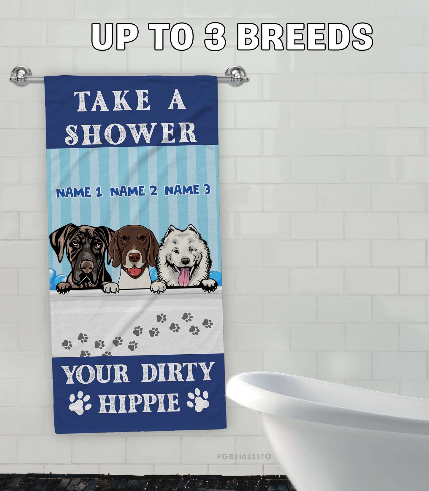 Personalized Take A Shower Your Little Hippie-Funny Dog Towel-Dog Bathroom Towel-Dog Mom Gift-Mother's Day Gift-Bathroom Decor-Home Decor