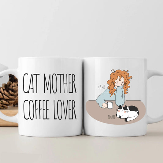 Personalized Funny Cat Mug - Cat Mother Coffee Lover Personalized Mug - Cat Mug Personalized Gift - Cat Mom Mug Gift - Funny Cat Mug Gift