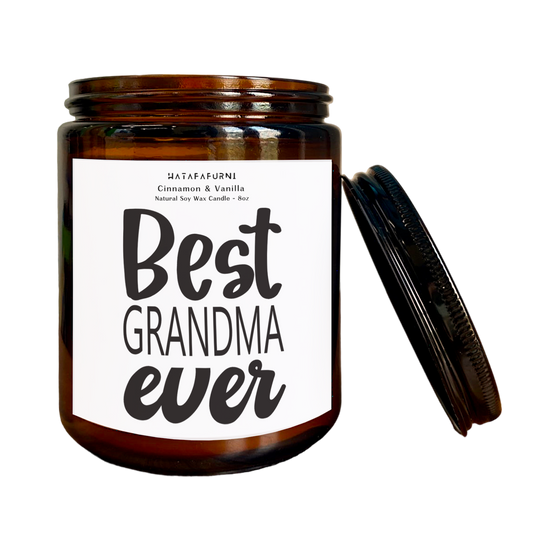 New Grandma Candle Gifts - Grandma To Be EST 2024 - Cinnamon & Vanilla Scent, Soy Wax Candle - 8oz