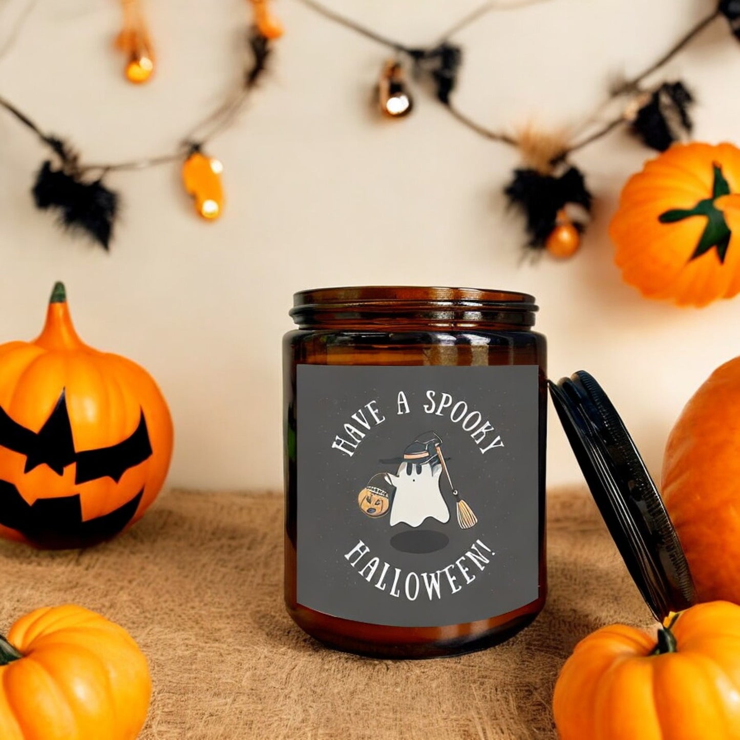 I Scented Candle – Spiced Pumpkin Candle | Halloween Table Decorations | Spooky Home Decor Soy Candle