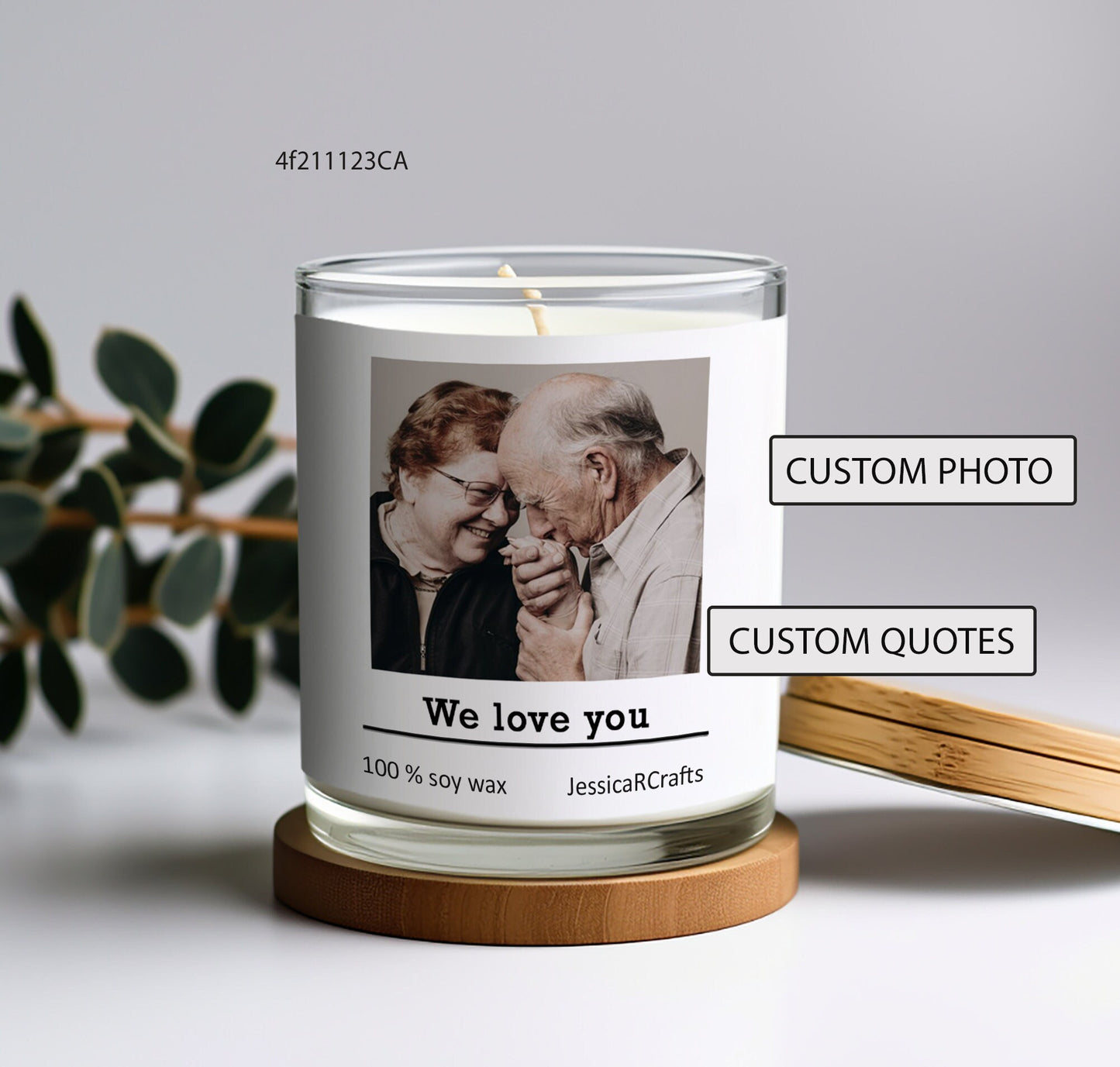 I Scented Candle - Custom Photo And Text Scented Candle - Soy Wax Candle For Gift - Personalized Candle For Grandparents Mom Dad Friend-Mother's Day Birthday Gift