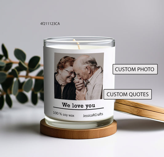 I Scented Candle - Custom Photo And Text Scented Candle - Soy Wax Candle For Gift - Personalized Candle For Grandparents Mom Dad Friend-Mother's Day Birthday Gift