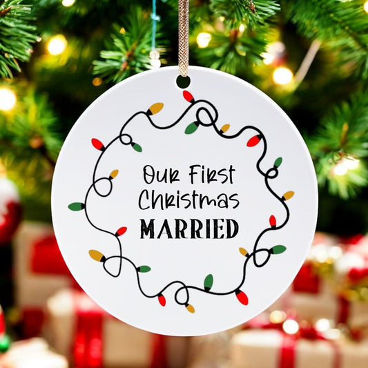 Our First Christmas Married Ornament, Our First Christmas Ornament 2024, Just Married Mr and Mrs Gifts, Newlywed Gifts for Couples, Newly Married Couples Ornament