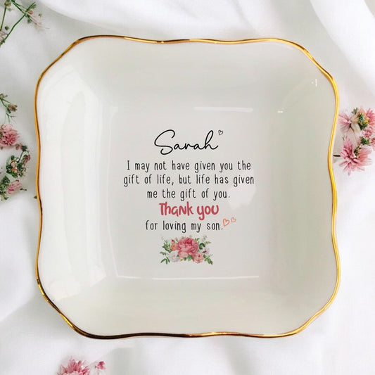 Customized Mother-in-law Ring Dish Gifts-Ring Jewelry Trinket Tray Ring Holder Dish For Mom,Mother of the Groom, Bonus Mom-Wedding,Birthday,Christmas,Mother's Day,Thanksgiving Gifts for Women